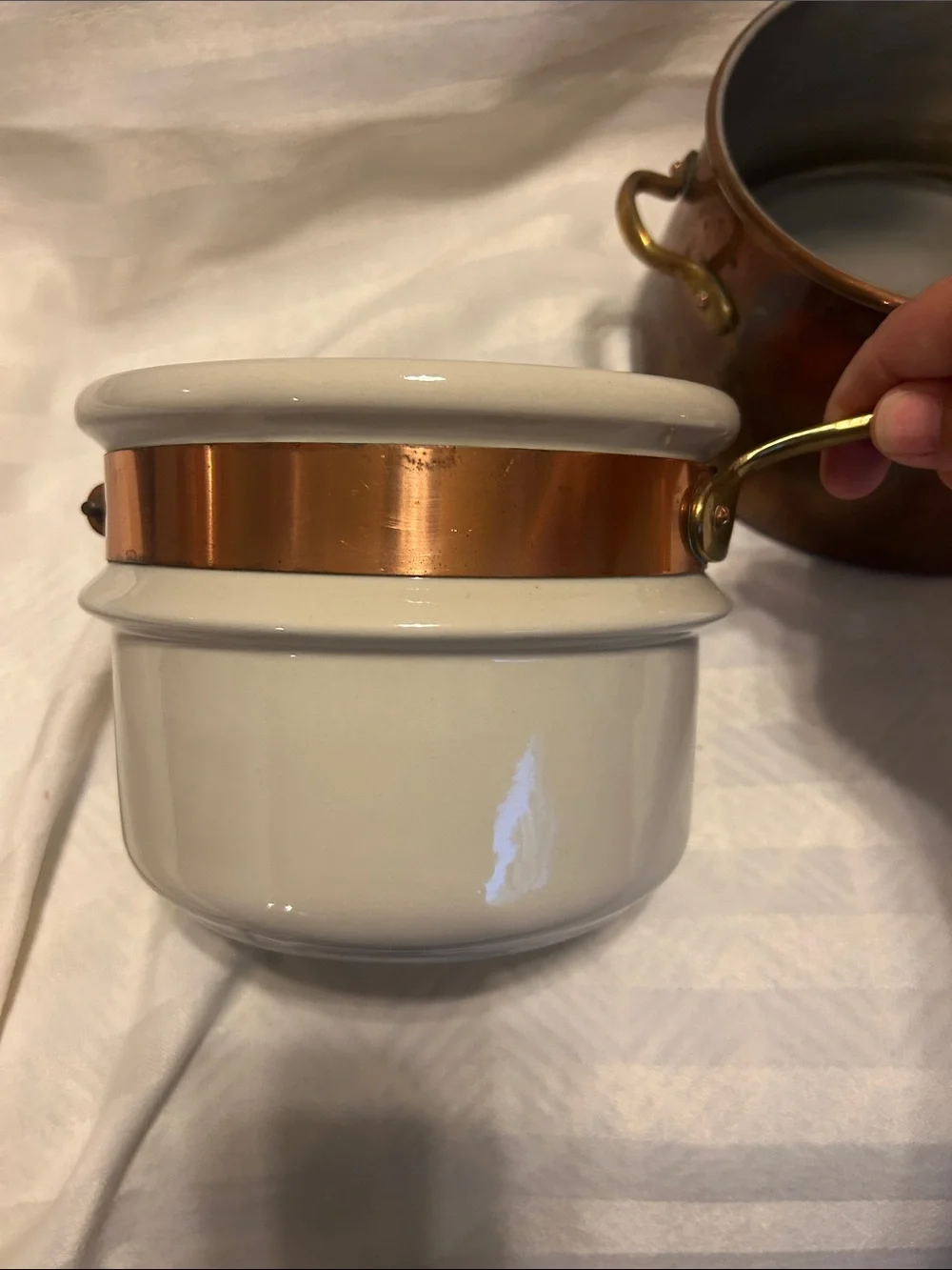 Copper Double Boiler Saucepan with Lid - made in Portugal